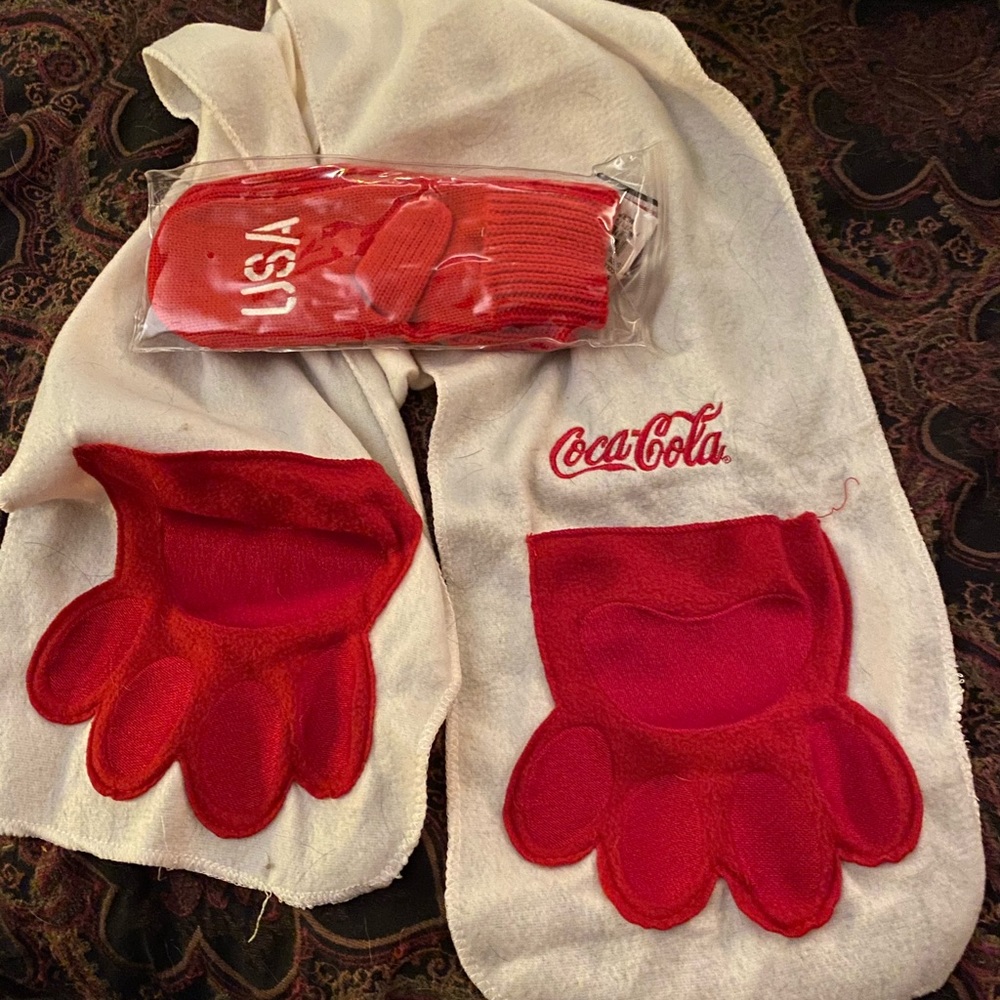 Coca Cola scarf with USA olympics mittens